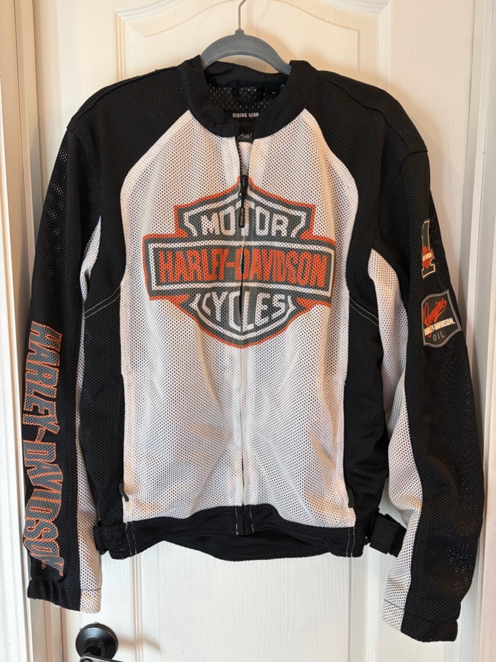 Harley-Davidson Black, White & Orange Mesh Riding Jacket
